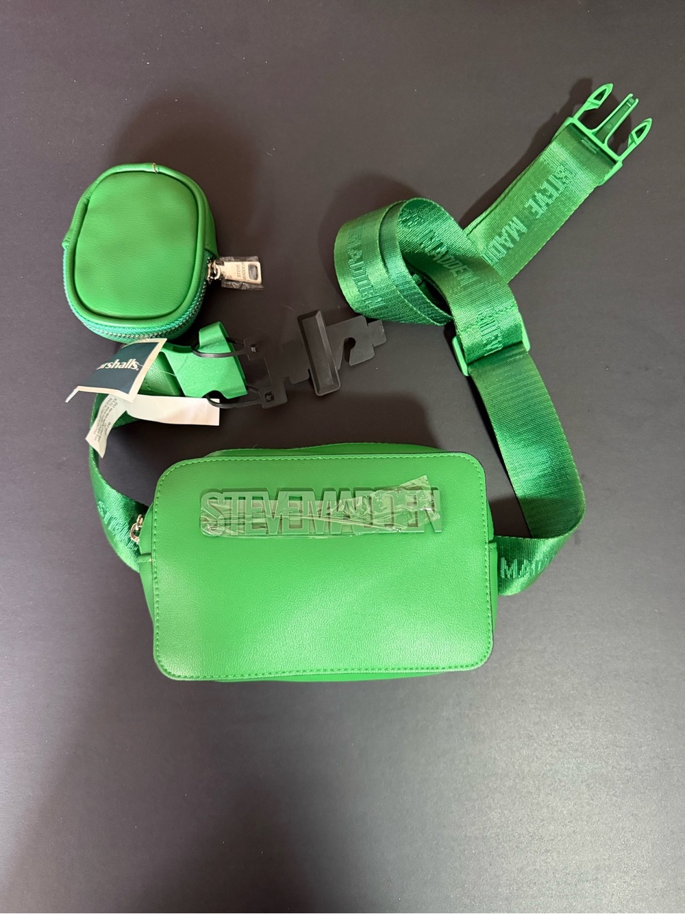 Steve Madden Green Logo Belt Bag with Mini Pouch